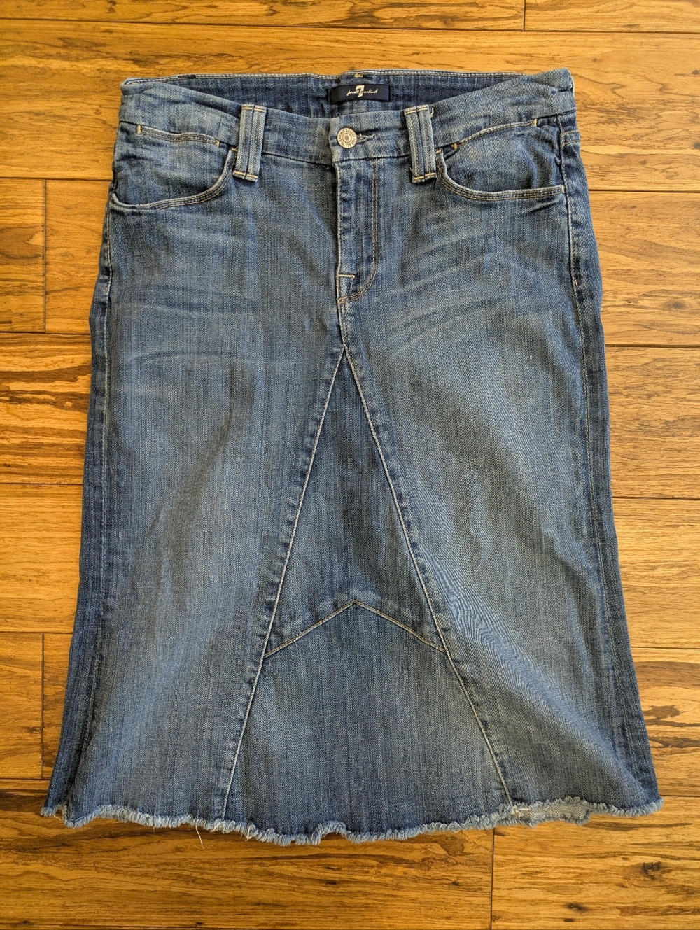7 For All Mankind A Line Mid Length Denim Skirt Authentic Sunrise AU9130976